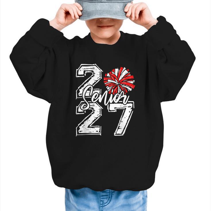 Class Of 2027 Cheer Red Senior 2027 Back To School Graphic Kid Sweatshirt