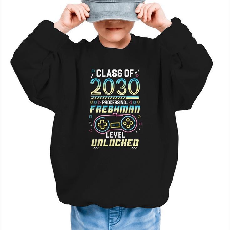 Class 2030 Gaming Freshman Level Unlocked Back To School Graphic Kid Sweatshirt