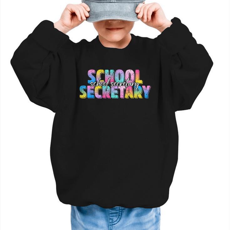 Colorful School Secretary Back To School Rainbow Graphic Kid Sweatshirt