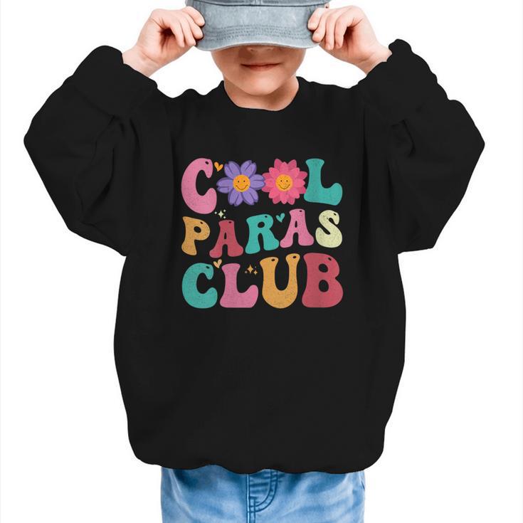 Cool Paras Club Paraprofessional Groovy Back To School Graphic Kid Sweatshirt