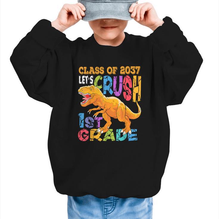 Crush 1st Grade Dinosaur Back To School Class Of 2037 Boy Graphic Kid Sweatshirt