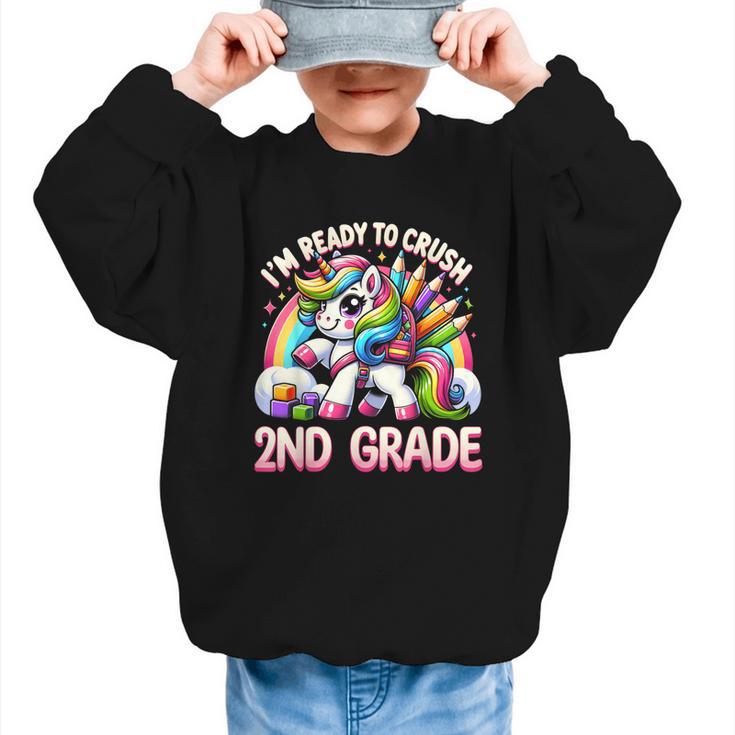 Crush 2nd Grade Girls Back To School Unicorn First Day Cute Graphic Kid Sweatshirt
