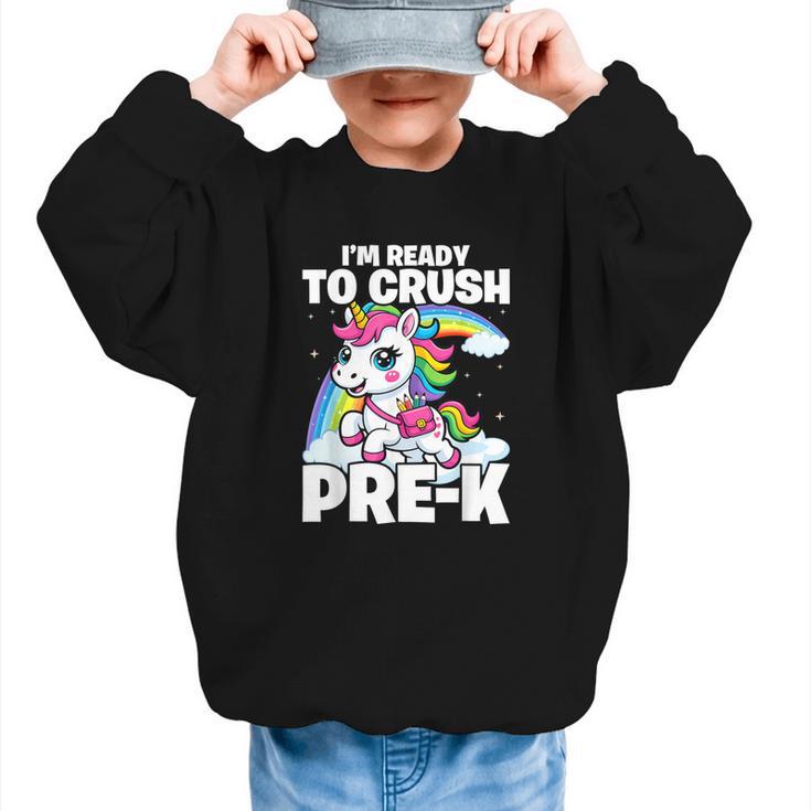 Crush Pre-K Girls Back To School Unicorn First Day Preschool Graphic Kid Sweatshirt