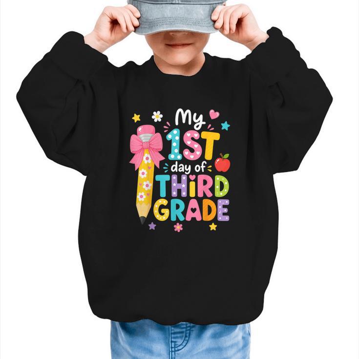 Cute My 1st Day Of Third Grade Pencil Back To School Girls Graphic Kid Sweatshirt
