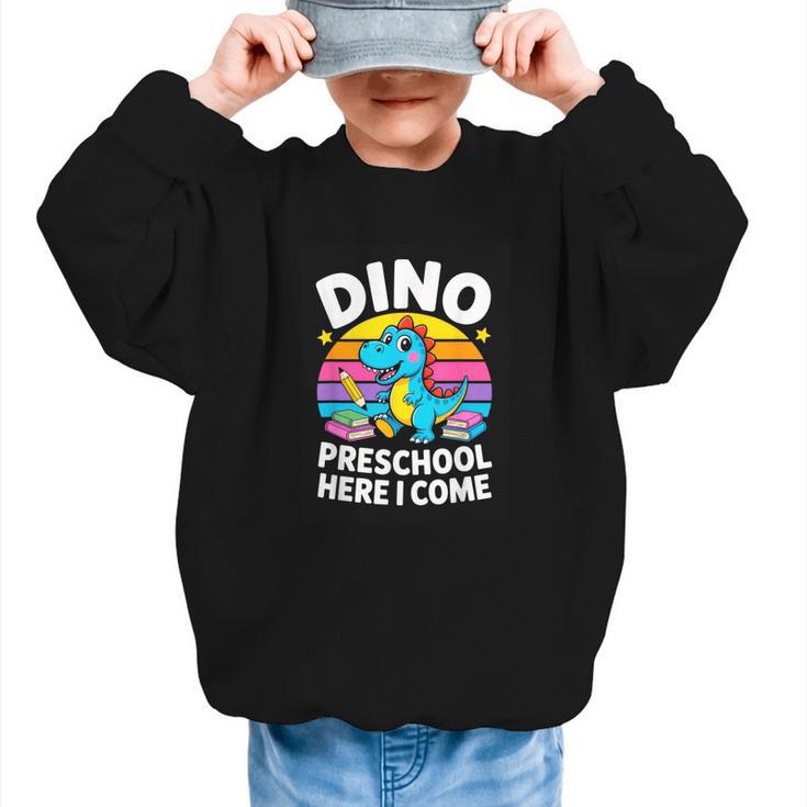 Dino Preschool Here I Come Cute Back To School Graphic Kid Sweatshirt