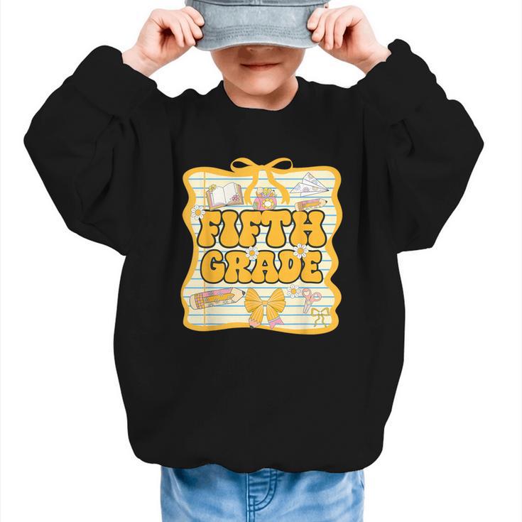 Fifth Grade Back To School Kids Girls Bow 5th Grade Groovy Graphic Kid Sweatshirt