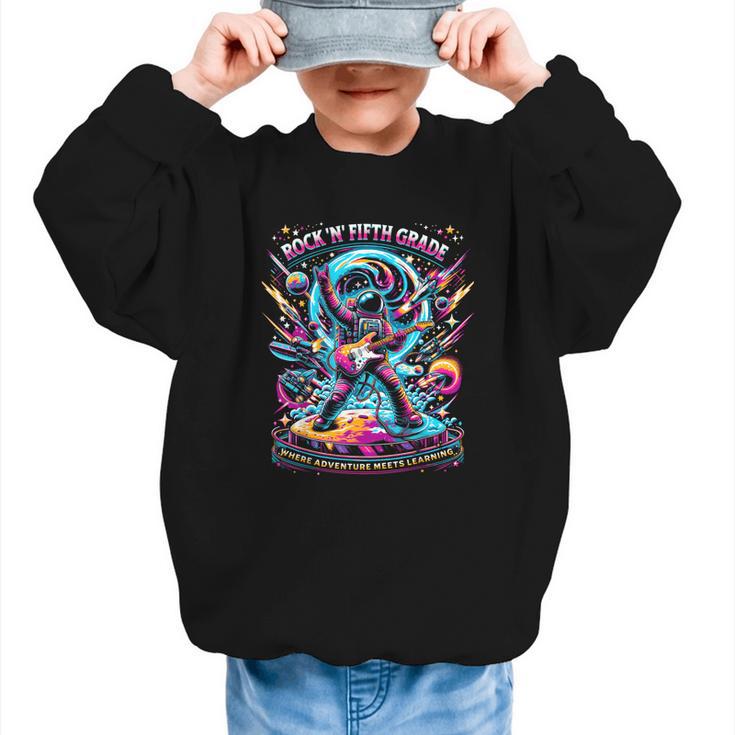 Fifth Grade Back To School Space Rocket Astronaut Graphic Kid Sweatshirt
