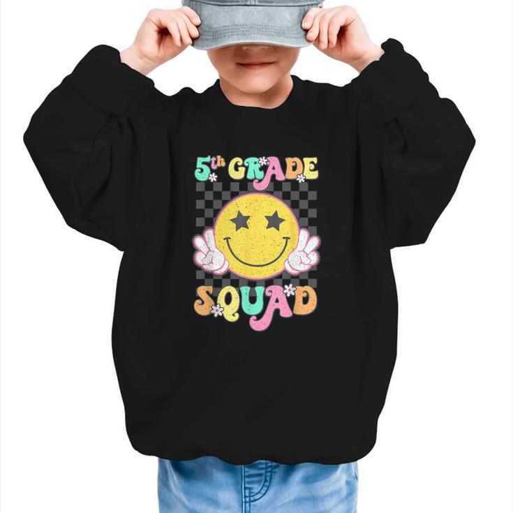 Fifth Grade Squad Smile Retro Back To School 5th Grade Graphic Kid Sweatshirt