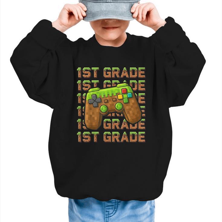 First Day Of 1st Grade Level Begins Back To School Girl Boy Graphic Kid Sweatshirt