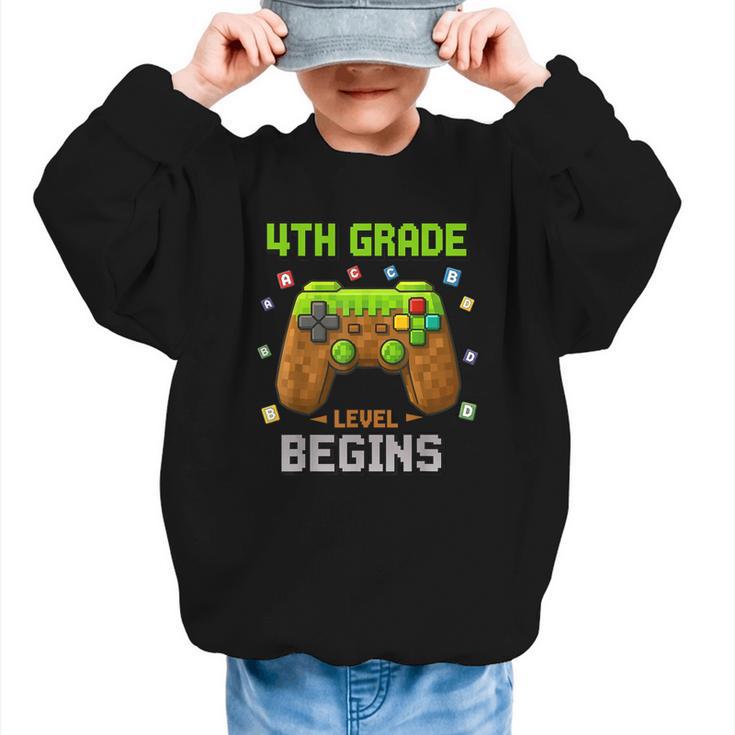 First Day Of 4th Grade Level Begins Back To School Boy Graphic Kid Sweatshirt