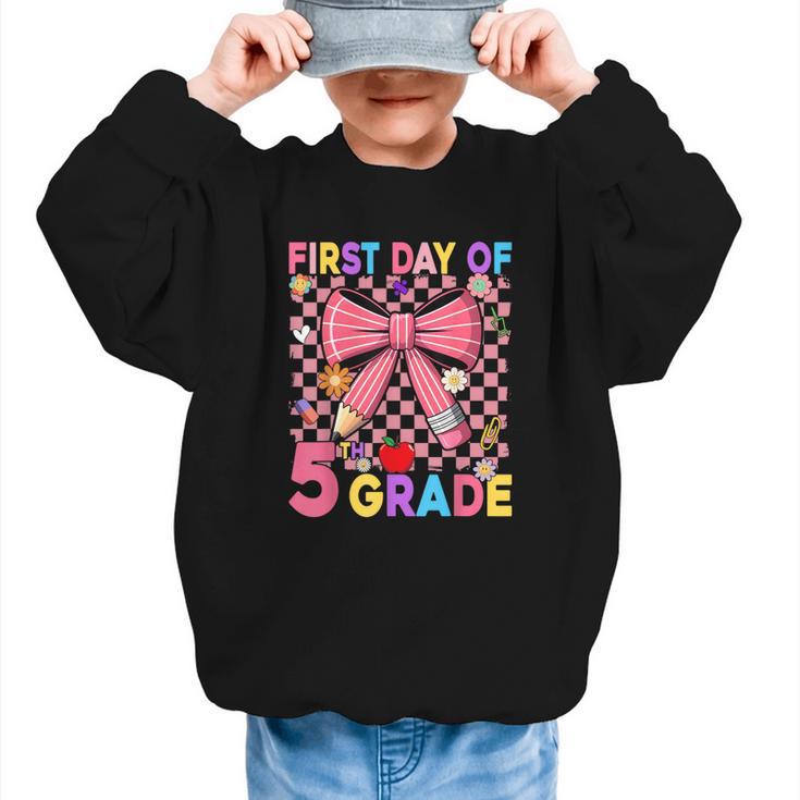 First Day Of 5th Grade Coquette Back To School Girls Kids Graphic Kid Sweatshirt