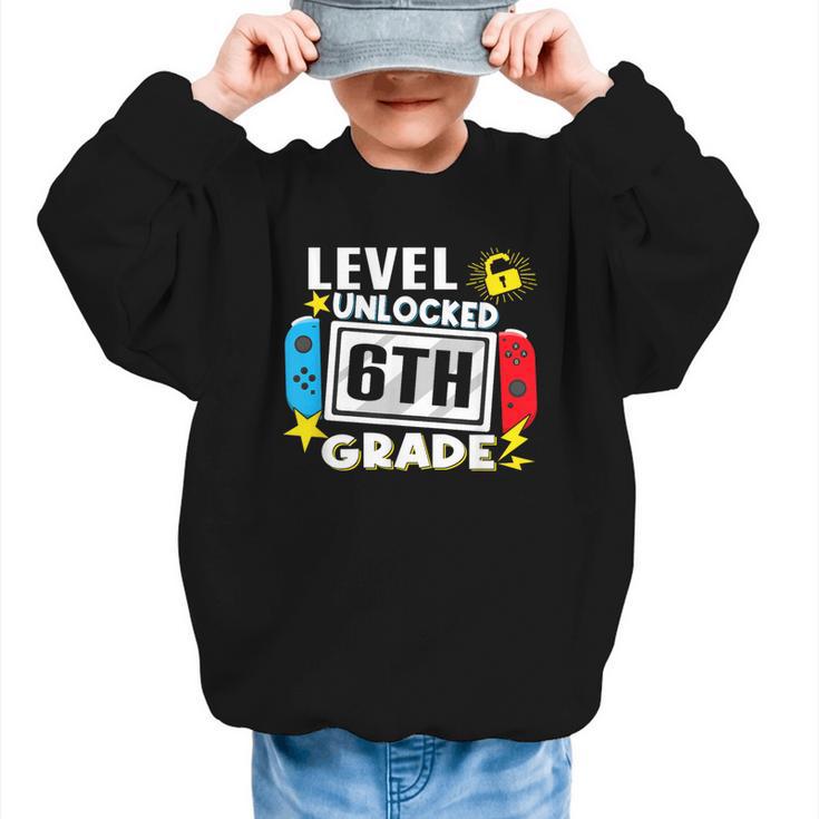 First Day Of 6th Grade Level Unlocked Game Back To School Graphic Kid Sweatshirt