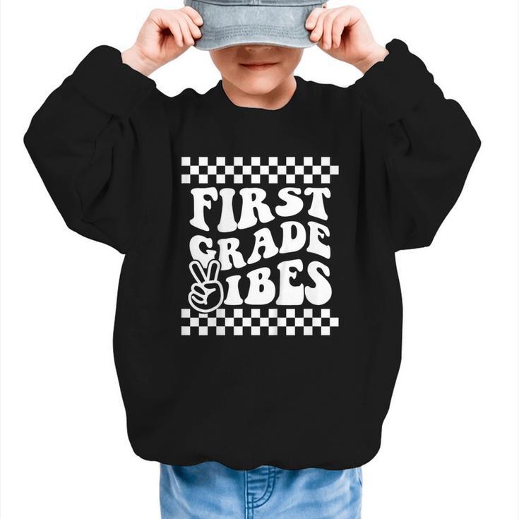 First Day Of First Grade Vibes Girls Back To School Boys Graphic Kid Sweatshirt