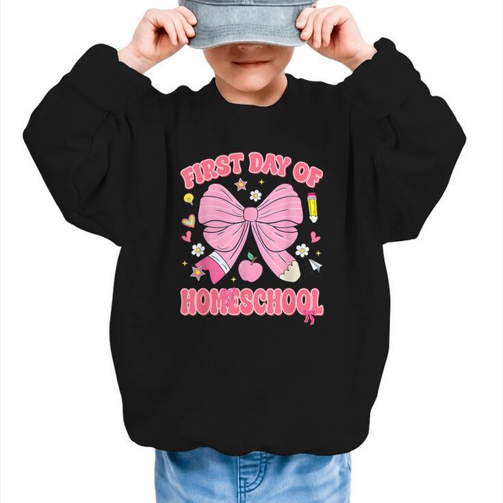 First Day Of Homeschool Coquette Back To School Girls Graphic Kid Sweatshirt