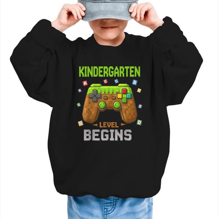 First Day Of Kindergarten Level Begins Back To School Graphic Kid Sweatshirt