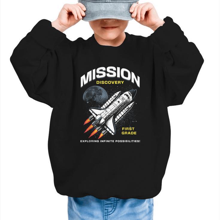 First Grade Back To School Space Rocket Astronaut Graphic Kid Sweatshirt