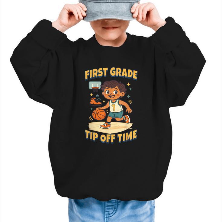 First Grade Basketball Back To School Slam Dunk Style Graphic Kid Sweatshirt
