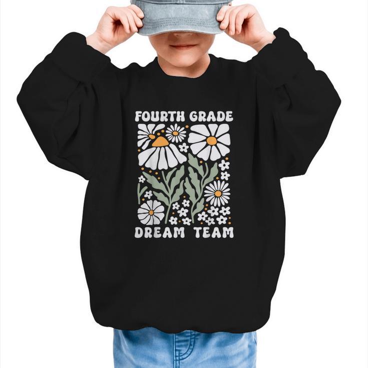 Fourth Grade Dream Team Back To School Boho Flower 4th Grade Graphic Kid Sweatshirt