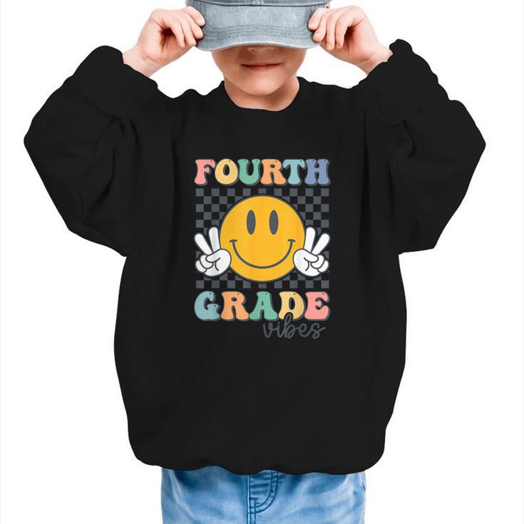 Fourth Grade Vibes Retro Smile Back To School 4th Grade Team Graphic Kid Sweatshirt