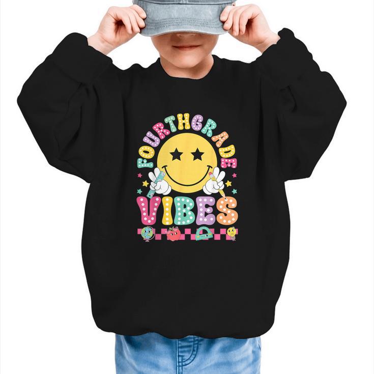 Fourth Grade Vibes Smile Face Back To School Boys Girls Kids Graphic Kid Sweatshirt
