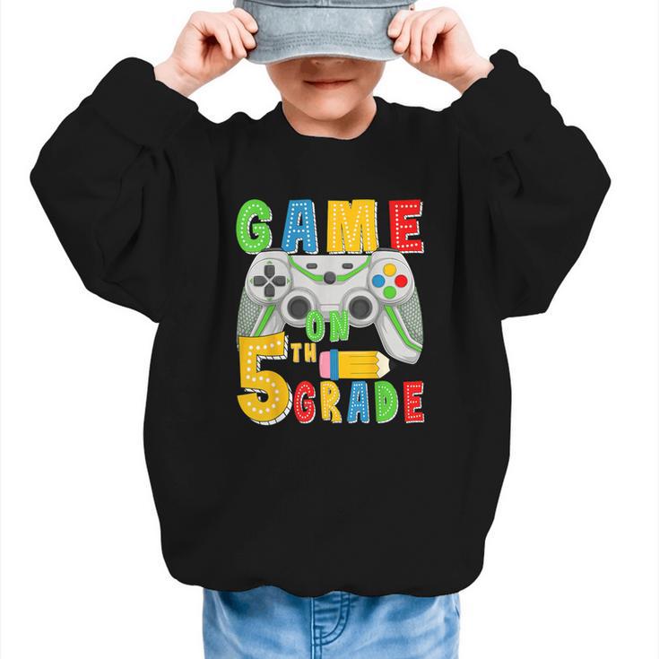 Game On Fifth Grade Back To School Gamer 5th Grade Boys Kids Graphic Kid Sweatshirt