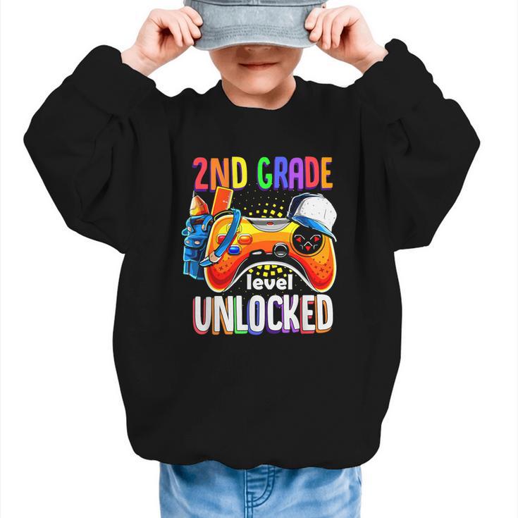 Gamer Back To School Gamepad 2nd Second Grade Level Unlocked Graphic Kid Sweatshirt