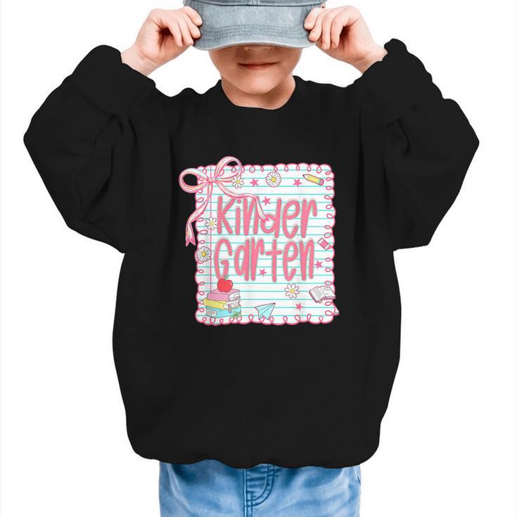 Girls Kindergarten Coquette Bow Pink Preppy Back To School Graphic Kid Sweatshirt