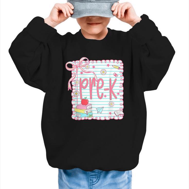 Girls Pre-K Coquette Bow Pink Preppy Back To School Graphic Kid Sweatshirt