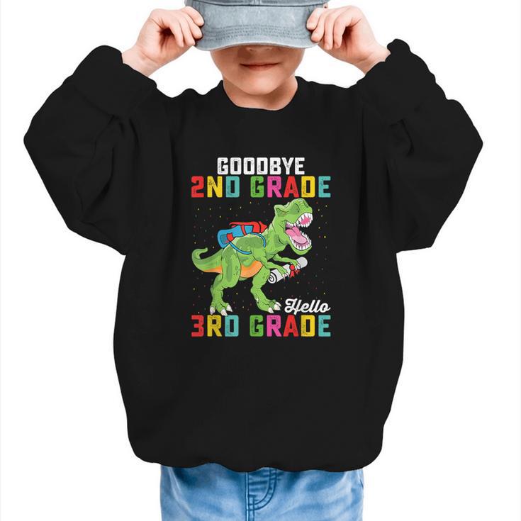 Goodbye 2nd Grade Hello 3rd Grade T Rex Back To School Graphic Kid Sweatshirt