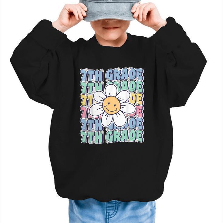 Groovy 7th Grade Back To School First Day Of Seventh Grade Graphic Kid Sweatshirt