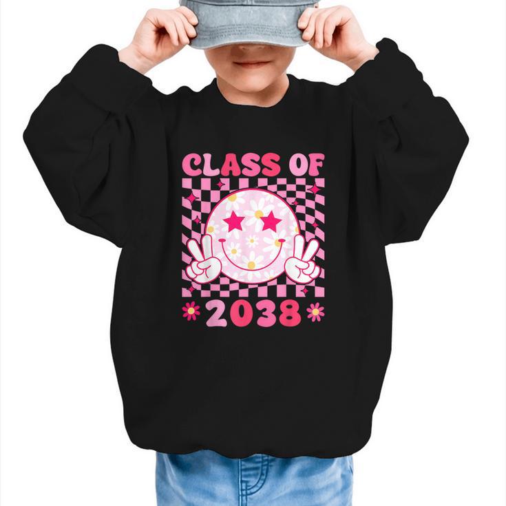 Groovy Class Of 2038 Grow With Me Smile Face Back To School Graphic Kid Sweatshirt