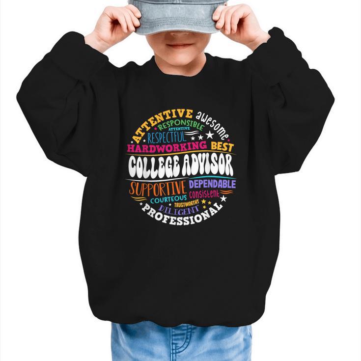 Groovy College Advisor Appreciation Week Back To School Graphic Kid Sweatshirt
