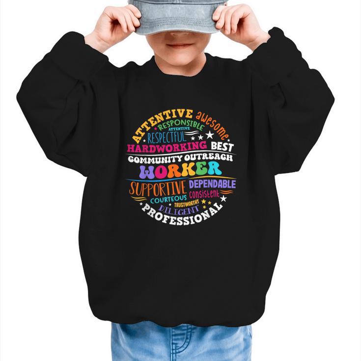 Groovy Community Outreach Worker Back To School Graphic Kid Sweatshirt
