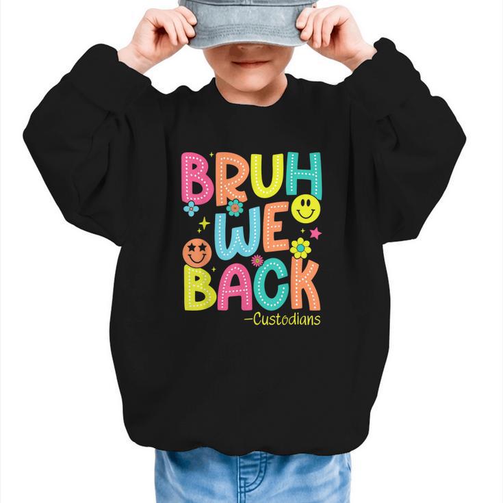 Groovy Custodian Bruh We Back To School Janitor Retro Graphic Kid Sweatshirt