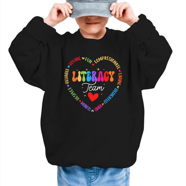 Groovy Literacy Team Reading Appreciation Back To School Graphic Kid Sweatshirt