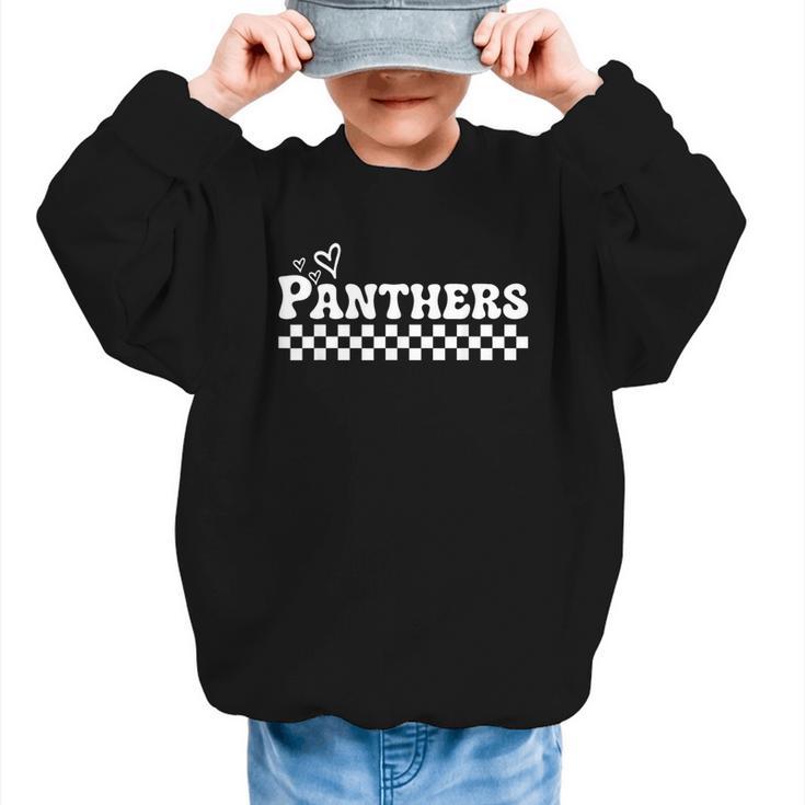 Groovy Panthers High School Spirit Fan Team Back To School Graphic Kid Sweatshirt