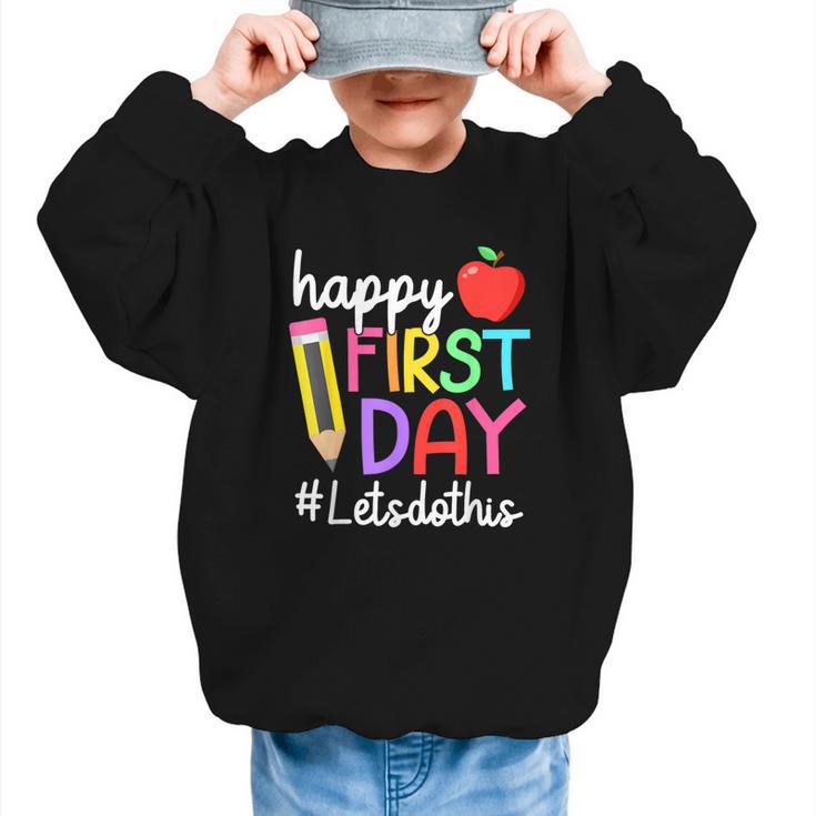 Happy First Day Let's Do This Welcome Back To School Tie Dye Graphic Kid Sweatshirt