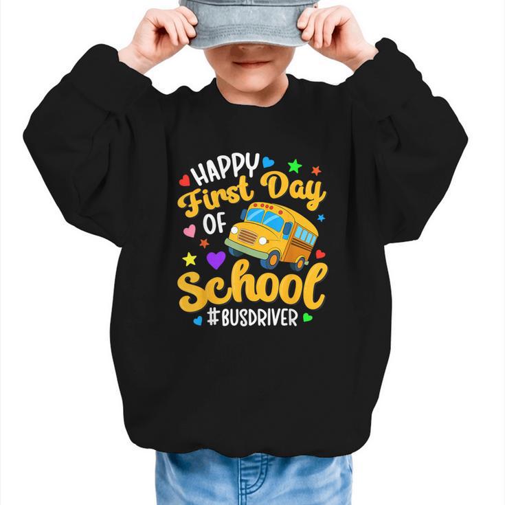 Happy First Day Of School Bus Driver Back To School Graphic Kid Sweatshirt