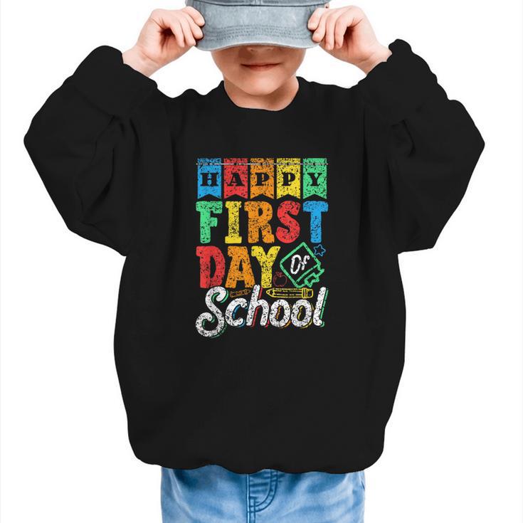 Happy First Day Of School Pupil Kids Grade Back To School 1 Graphic Kid Sweatshirt