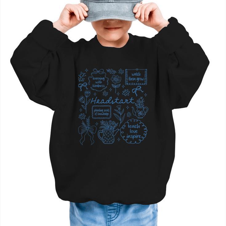 Headstart Love Inspire Teach Blue Bow Back To School Graphic Kid Sweatshirt