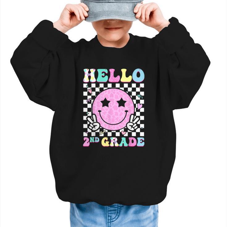 Hello 2nd Grade Groovy Back To School Second Grade Girls Kid Graphic Kid Sweatshirt