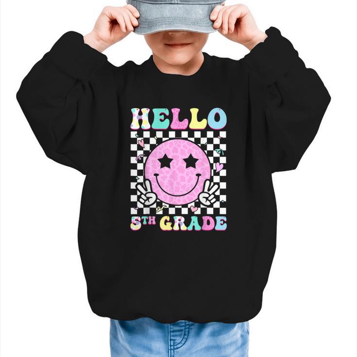 Hello 5th Grade Groovy Back To School Fifth Grade Girls Kids Graphic Kid Sweatshirt