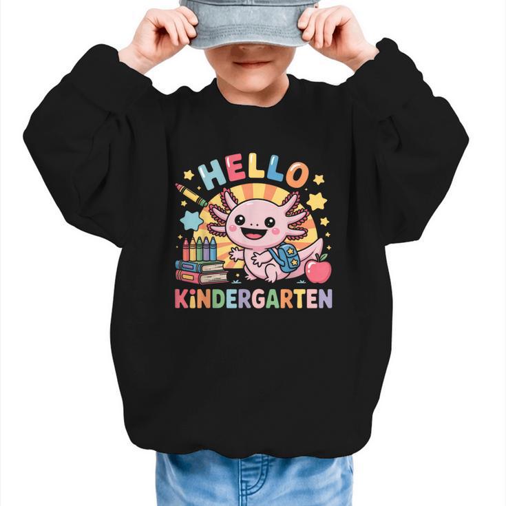 Hello Kindergarten Axolotl Back To School For Kids Graphic Kid Sweatshirt
