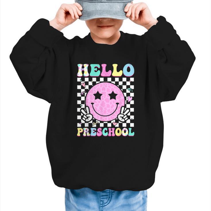 Hello Preschool Groovy Back To School Pre-K Team Girls Kids Graphic Kid Sweatshirt