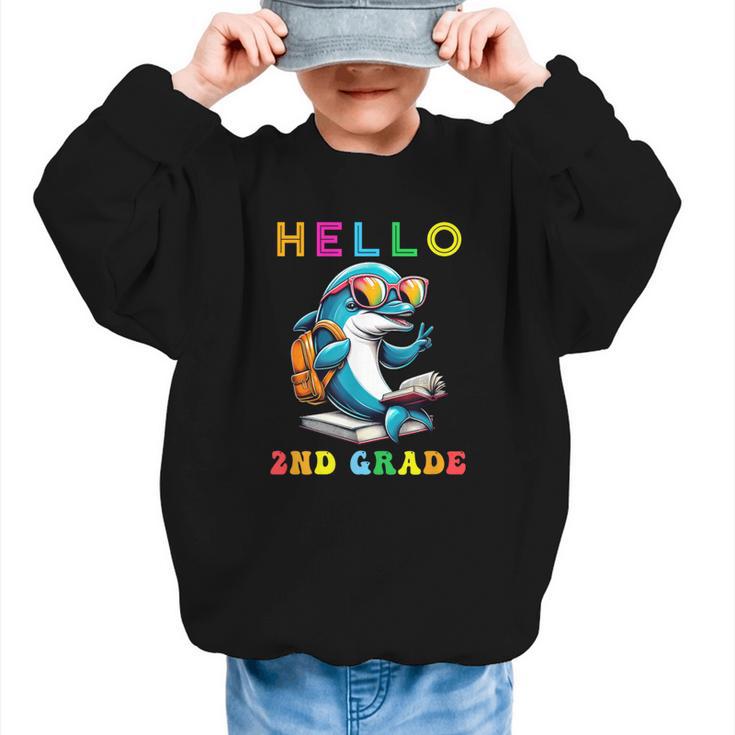 Hello Second Grade Dolphin Lover Back To School Kid Boy Girl Graphic Kid Sweatshirt