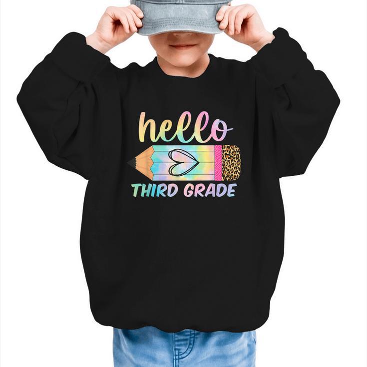 Hello Third Grade Back To School Pencil Tie Dye 3rd Grade Graphic Kid Sweatshirt