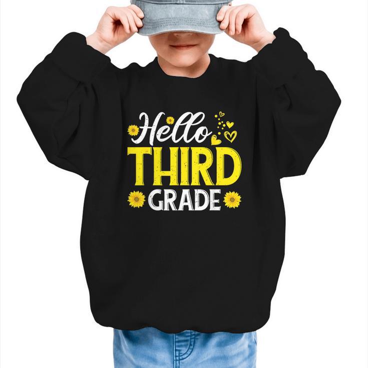 Hello Third Grade Sunflower 3rd Grade Vibes Back To School Graphic Kid Sweatshirt