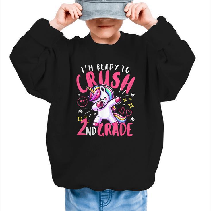 I'm Ready To Crush 2nd Grade Dabbing Unicorn Back To School Graphic Kid Sweatshirt