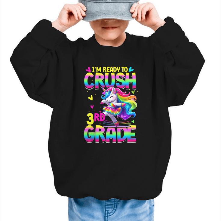 I'm Ready To Crush 3rd Grade Back To School Dancing Unicorn Graphic Kid Sweatshirt