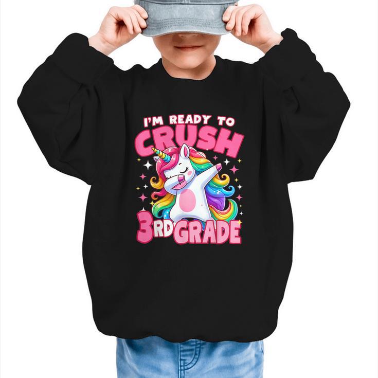 I'm Ready To Crush 3rd Grade Dabbing Unicorn Back To School Graphic Kid Sweatshirt